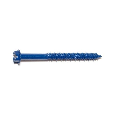 Midwest Fastener Masonry Screw, 3/16" Dia., Hex, 2 1/4 in L, Steel Blue Ruspert, 100 PK 09262